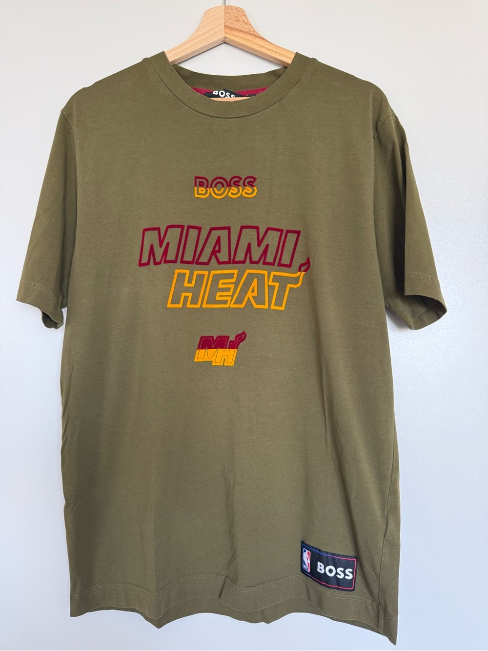 BOSS Olive Miami Heat Graphic Short Sleeve Tee